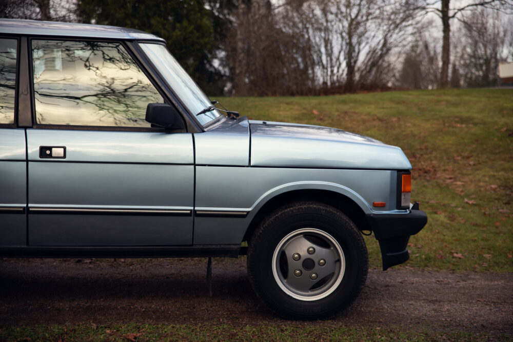 Vintage blue car parked outdoors