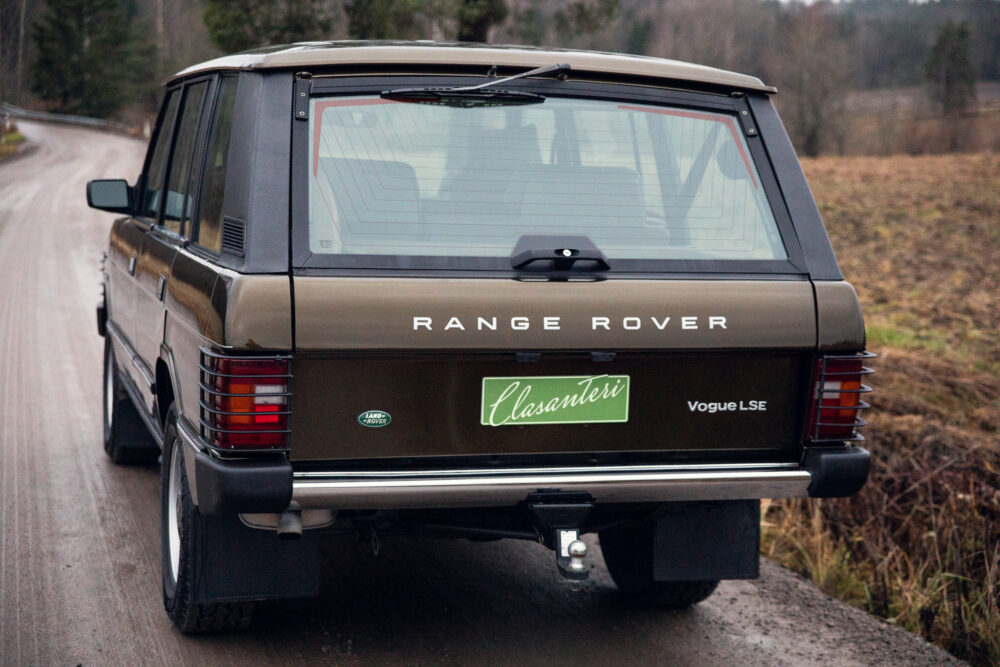Vintage Range Rover on rural road