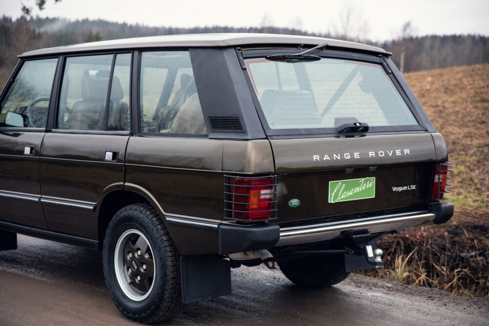 Vintage Range Rover on rural road