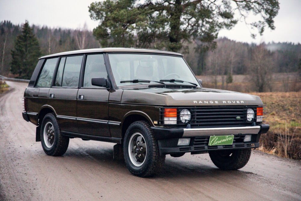 Vintage Range Rover on a rural road