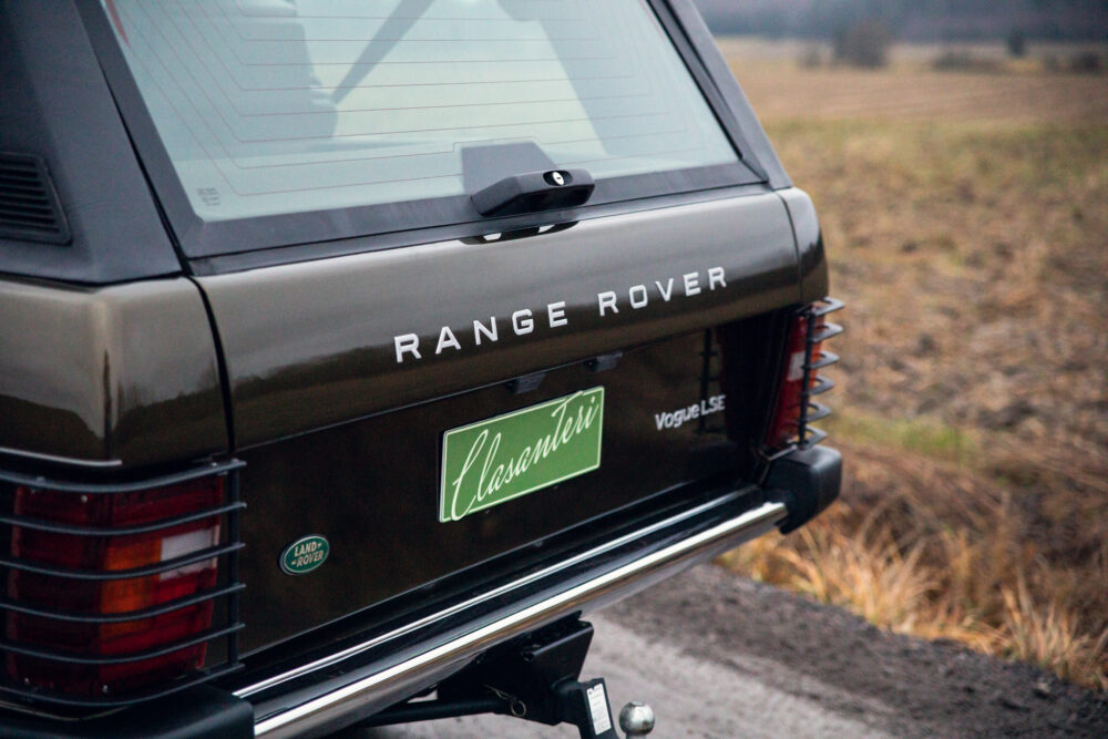 Vintage Range Rover rear view with branding details