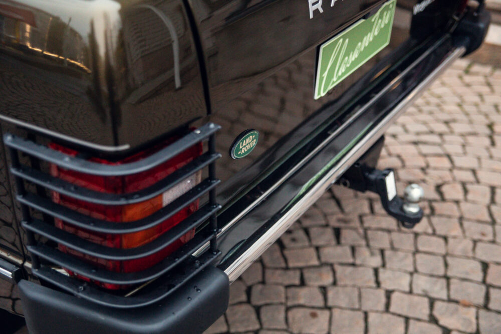 Land Rover rear bumper and towing hitch close-up