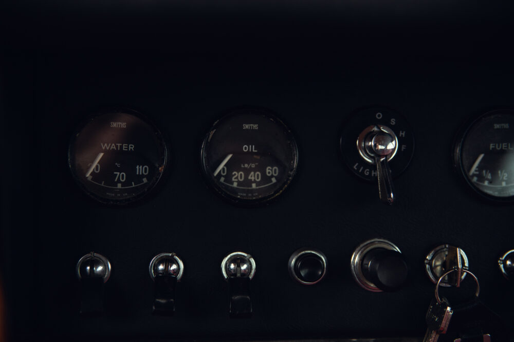 Vintage vehicle dashboard gauges and ignition switch