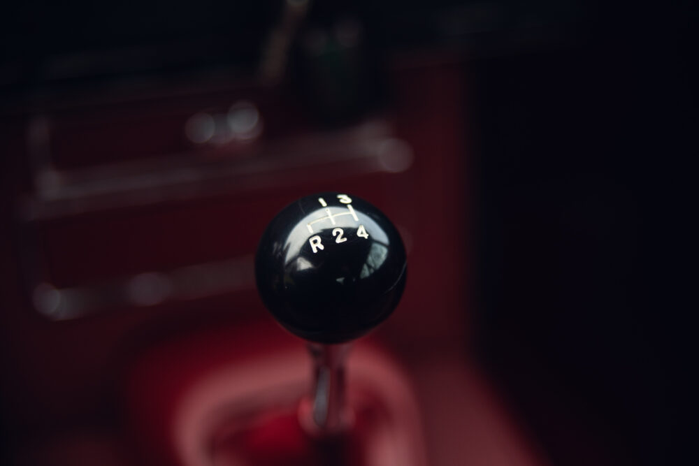 Close-up of gear shift knob in car