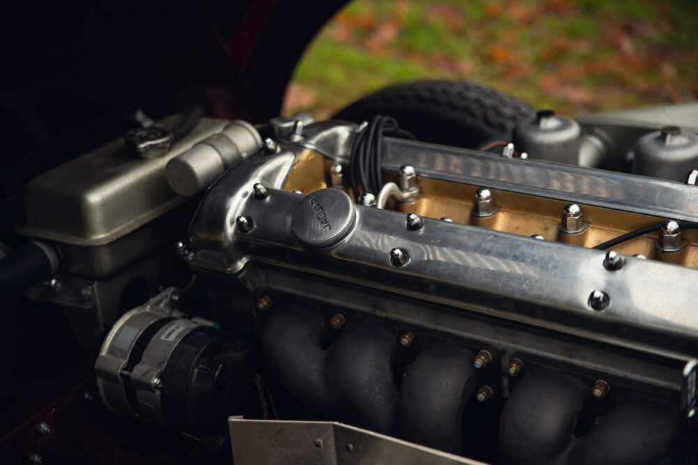 Vintage car engine close-up with detailed components