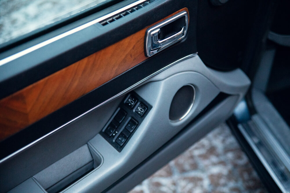 Close-up of car door interior with controls