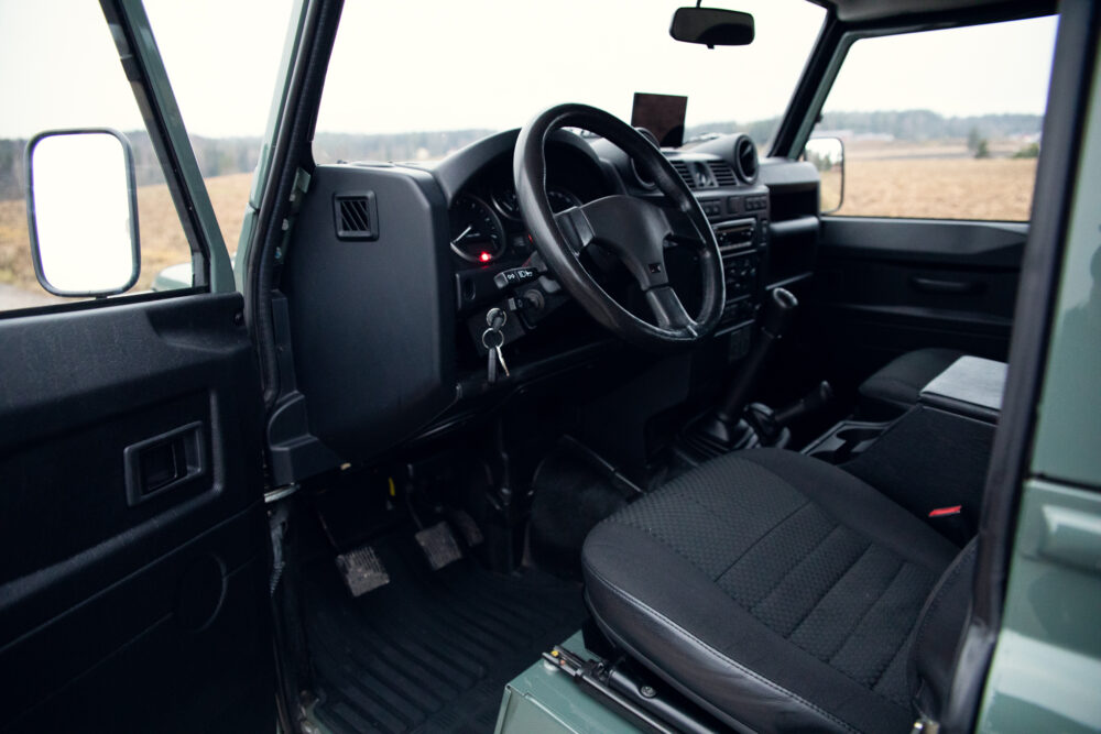 Interior view of modern car with visible steering wheel