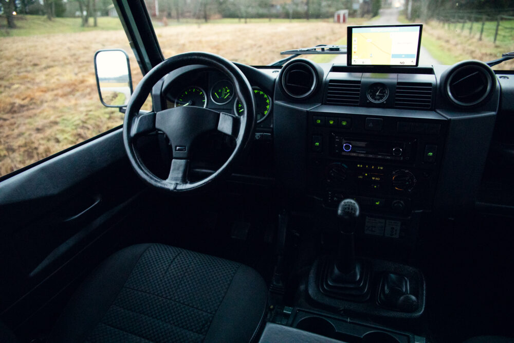 Interior view of a car with navigation system