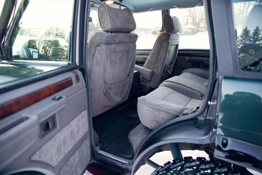 Interior view of vintage car with open door