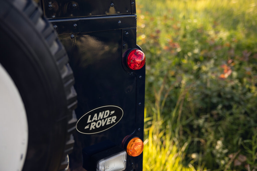Rear of Land Rover with logo and taillights