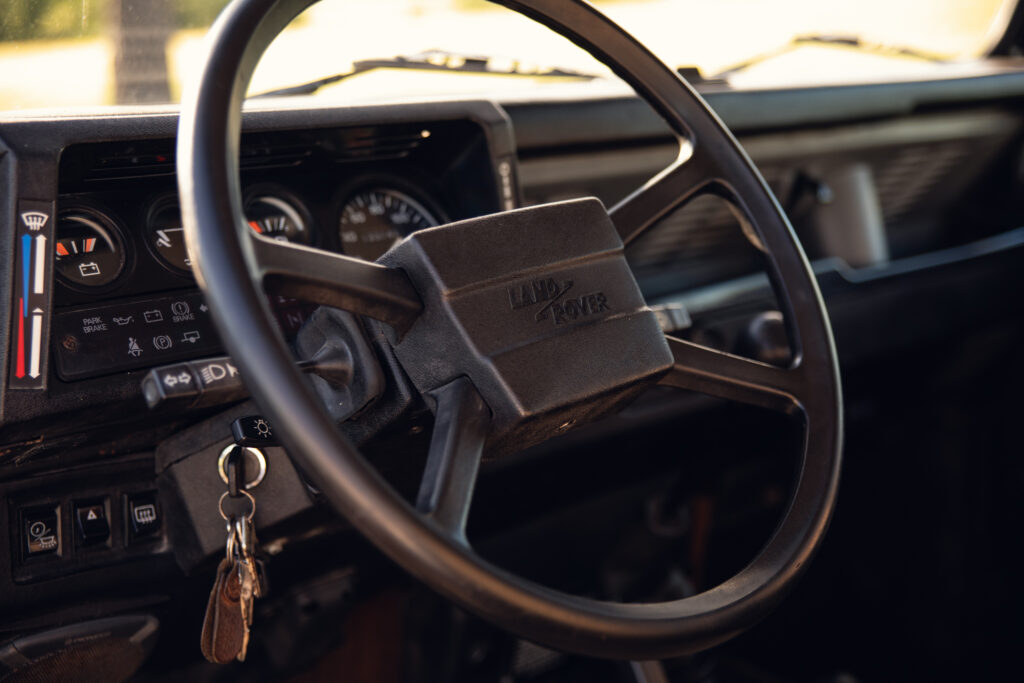 Land Rover steering wheel and dashboard interior