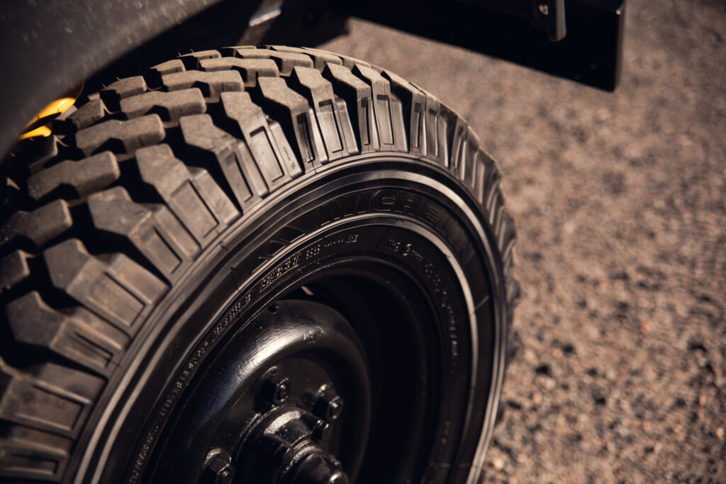 Close-up of rugged off-road tire tread