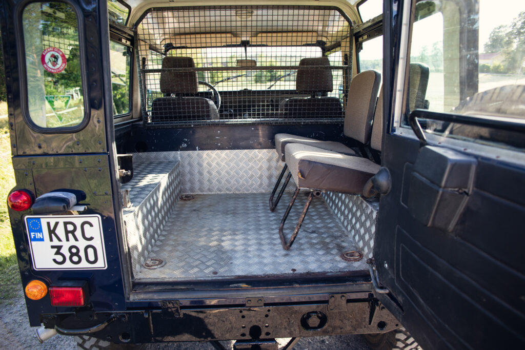 Open rear cargo area of utility vehicle