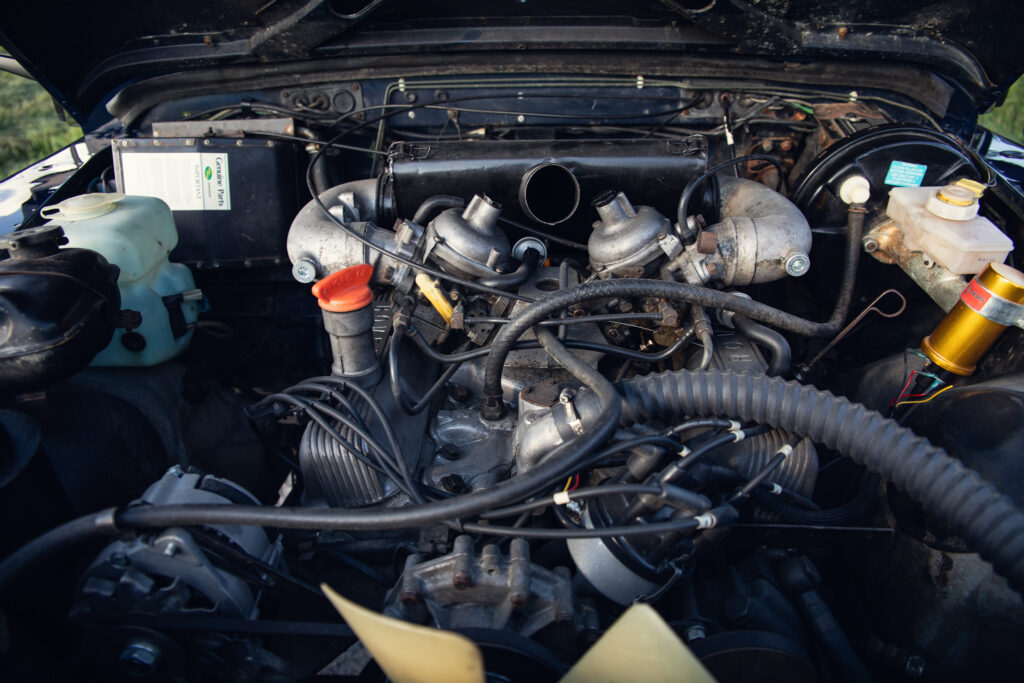 Close-up of classic car engine bay