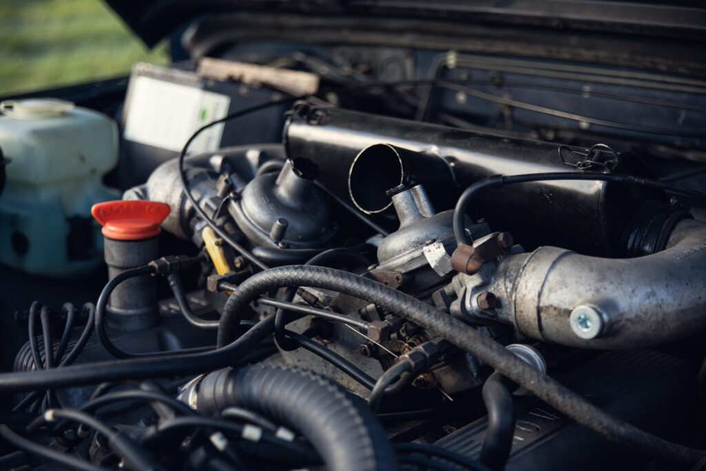 Close-up of a car engine compartment