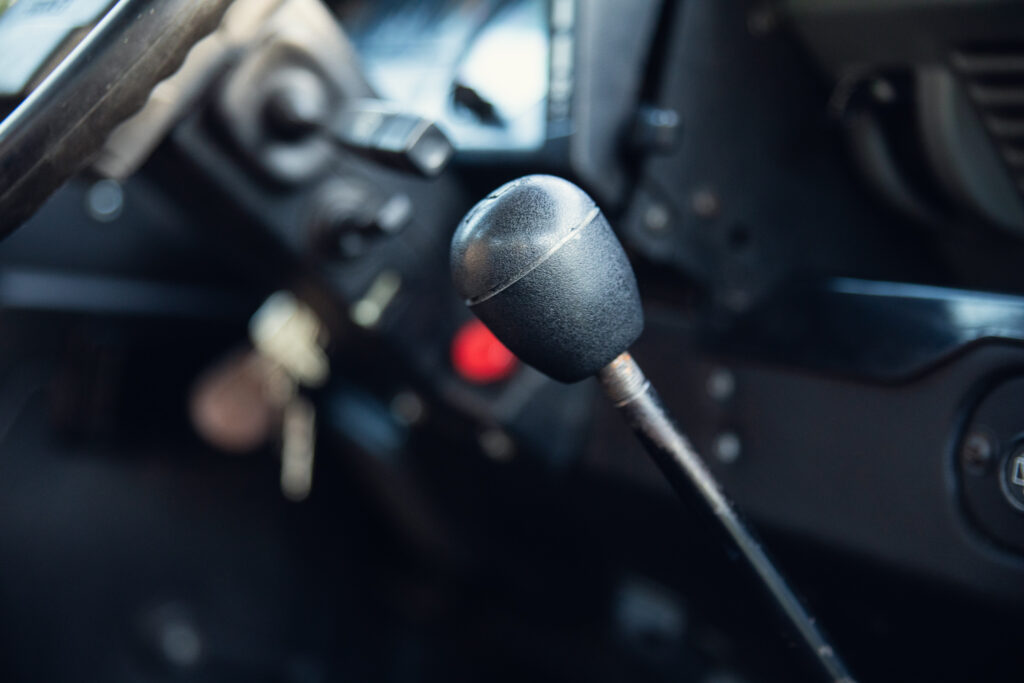 Close-up of manual car gear shift lever