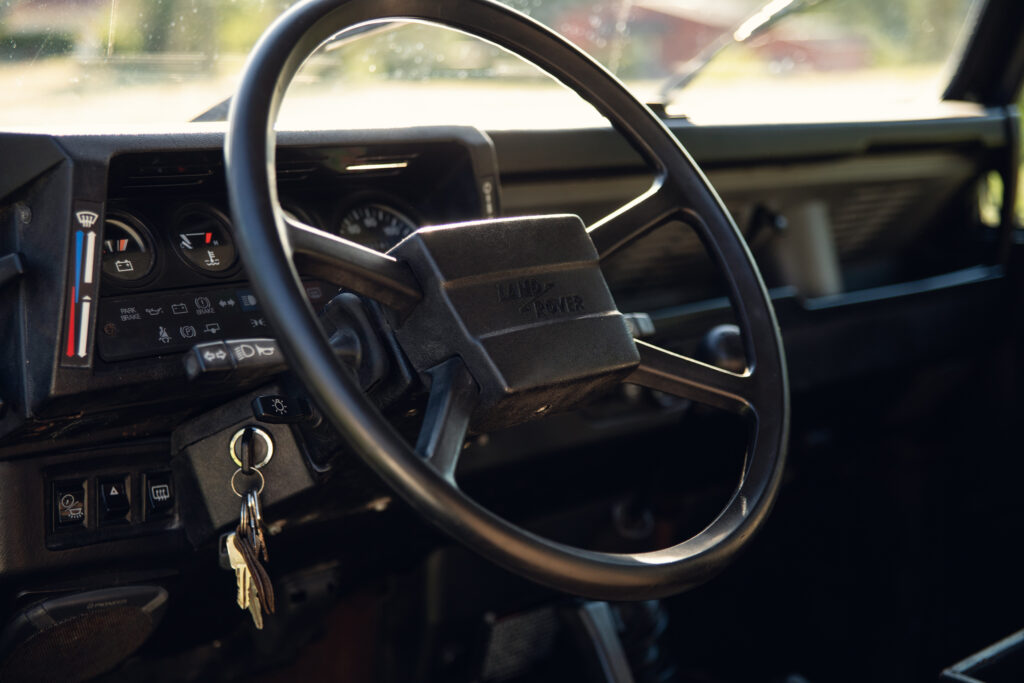 Land Rover steering wheel and dashboard with keys