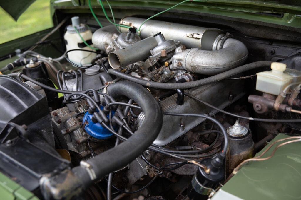 Close-up of classic car engine bay